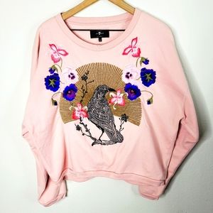 7 For All Mankind Raven Crewneck Sweatshirt Size Large Pink